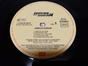 Duran Duran First Album ドイツプレス、UK盤に比べやや音質は劣る、一般的な音質